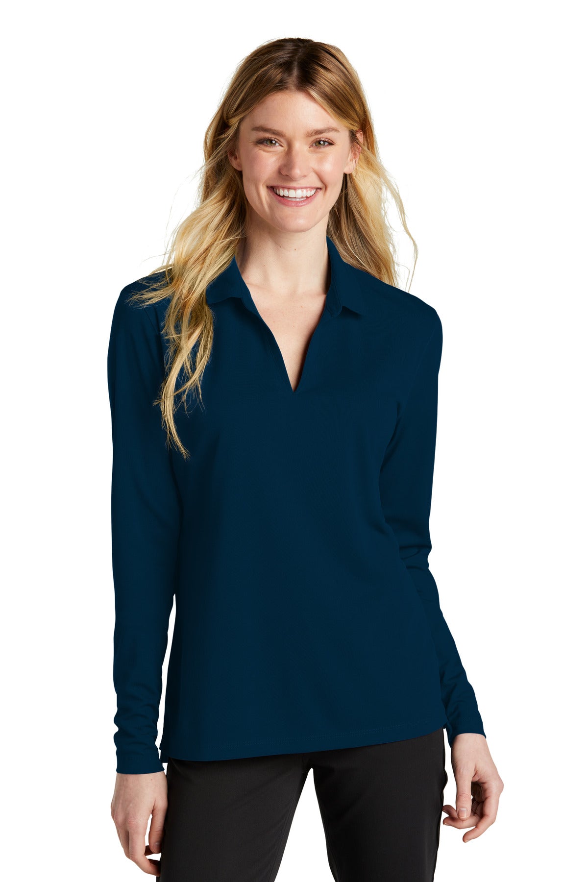 Swaasi Core - Nike® LADIES LONG-SLEEVE Dri-FIT Micro Pique 2.0 Polo with EMB Logo