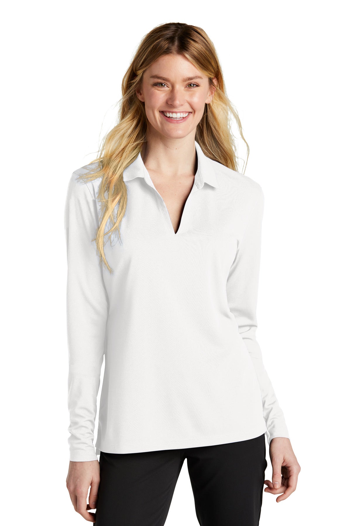 Swaasi Core - Nike® LADIES LONG-SLEEVE Dri-FIT Micro Pique 2.0 Polo with EMB Logo
